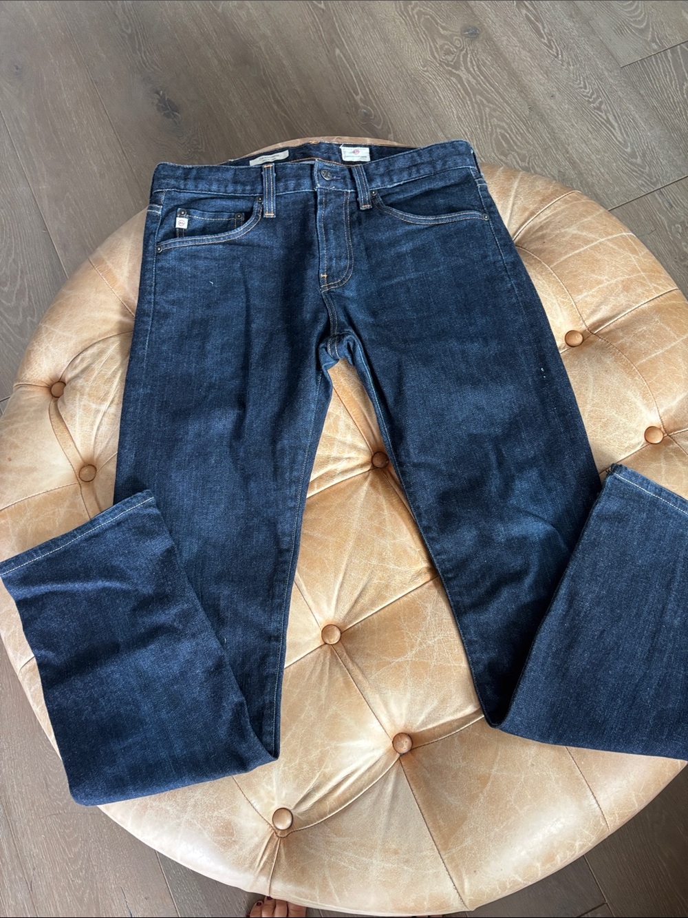 AG Men's Dark Blue The Matchbox Slime Straight Jeans Size 32